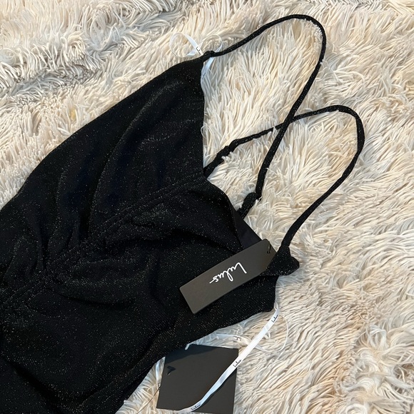 NWT Lulu’s Talk of the Party Black Ruched Bodycon Mini Dress - Picture 6 of 8